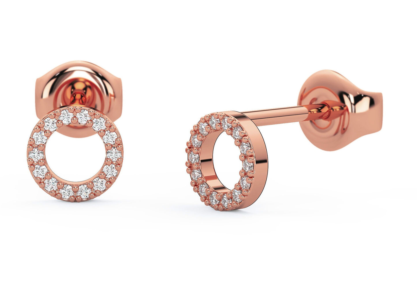 Diamond Circle Studs / 14k Gold Diamond Circle Earrings / Halo Open Circle Studs / Diamond Gift Ideas / Holiday Gift