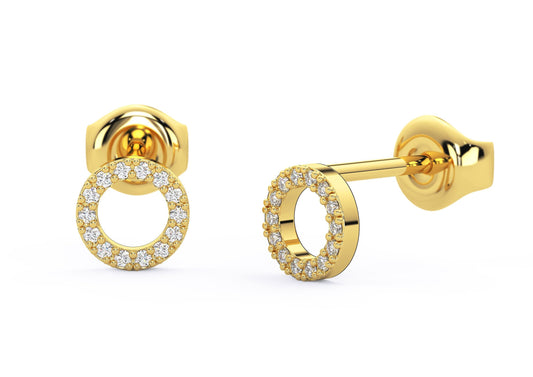Diamond Circle Studs / 14k Gold Diamond Circle Earrings / Halo Open Circle Studs / Diamond Gift Ideas / Holiday Gift