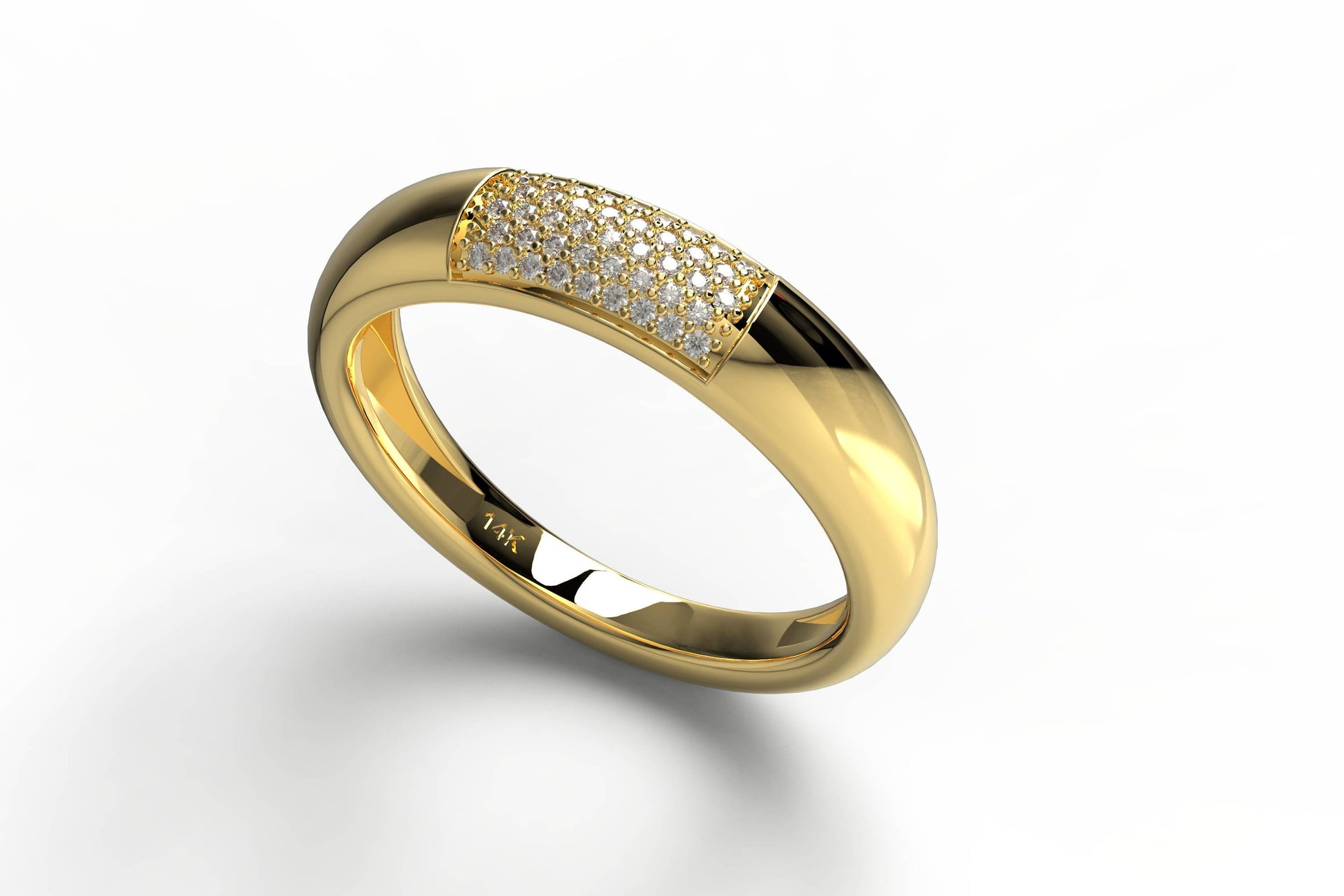 Diamond Wedding Band / 14k Gold Pave Set Halfway Diamond Wedding Ring / Graduation Gift / Wedding Ring / Engagement Ring / Anniversary Gift