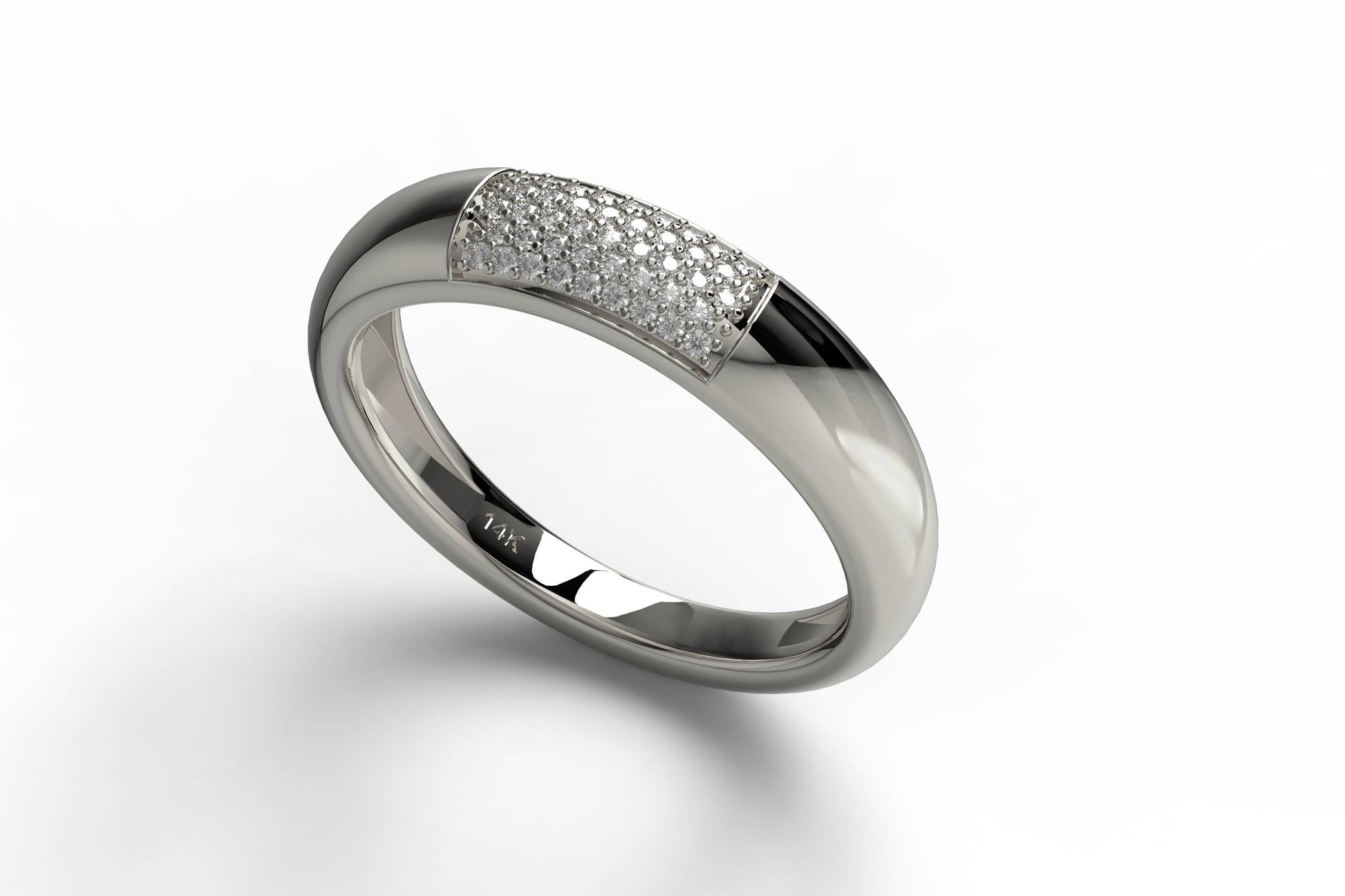 Diamond Wedding Band / 14k Gold Pave Set Halfway Diamond Wedding Ring / Graduation Gift / Wedding Ring / Engagement Ring / Anniversary Gift