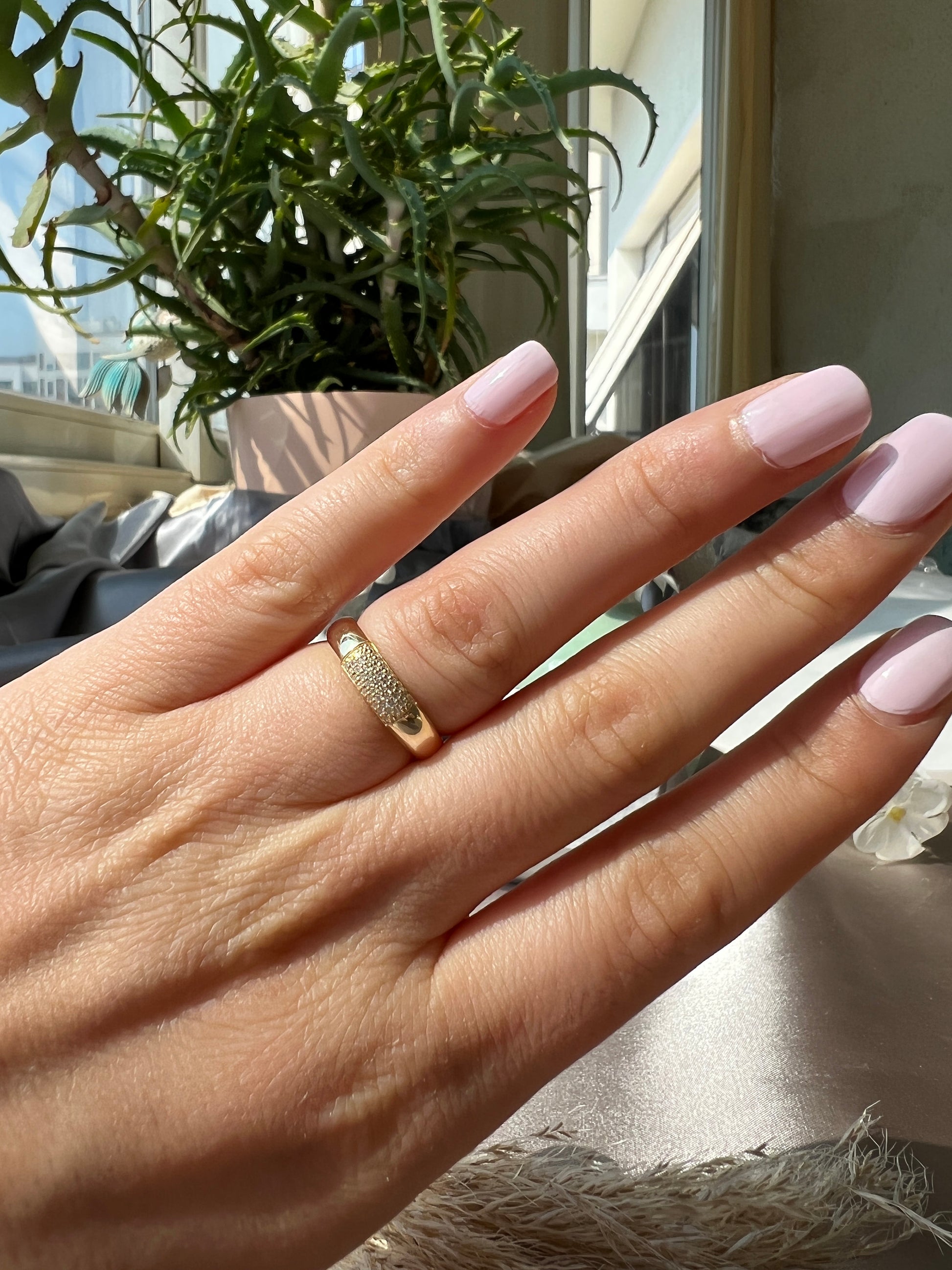 Diamond Wedding Band / 14k Gold Pave Set Halfway Diamond Wedding Ring / Graduation Gift / Wedding Ring / Engagement Ring / Anniversary Gift