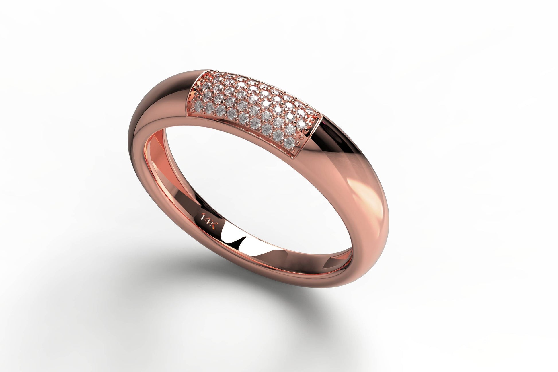 Diamond Wedding Band / 14k Gold Pave Set Halfway Diamond Wedding Ring / Graduation Gift / Wedding Ring / Engagement Ring / Anniversary Gift