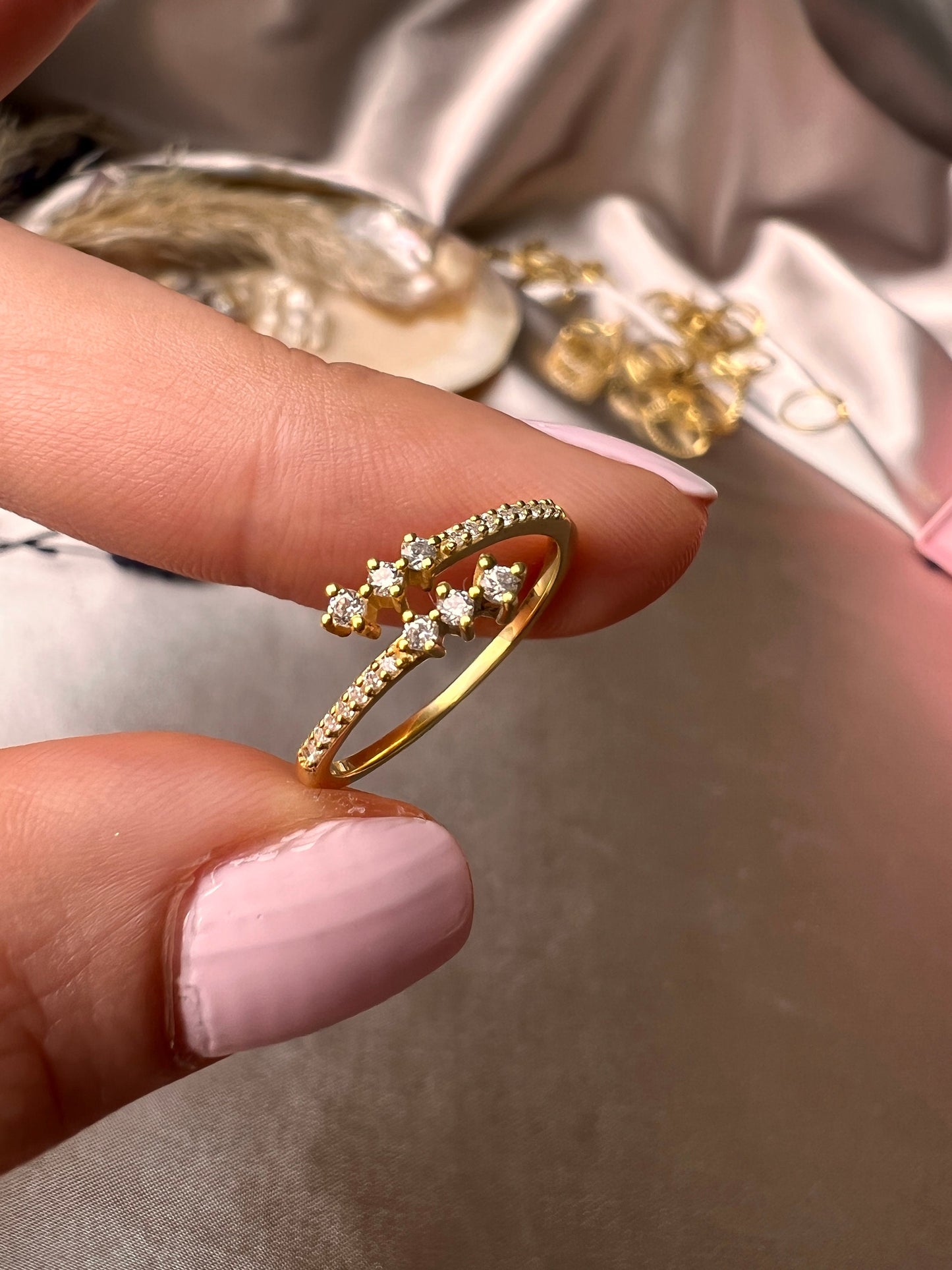 Diamond Spiral Cuff Ring / 14k Gold Spiral Diamond Cuff Ring / Anniversary Ring / Wedding Band / Stacking Ring / Bridal Gift / Birthday Gift
