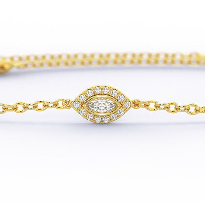 Diamond Evil Eye Bracelet / 14k Diamond Evil Eye Protection Bracelet / Protection Jewelry / Dainty Evil Eye Bracelet / Holiday Gift