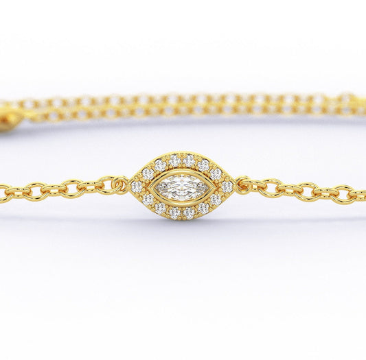 Diamond Evil Eye Bracelet / 14k Diamond Evil Eye Protection Bracelet / Protection Jewelry / Dainty Evil Eye Bracelet / Holiday Gift