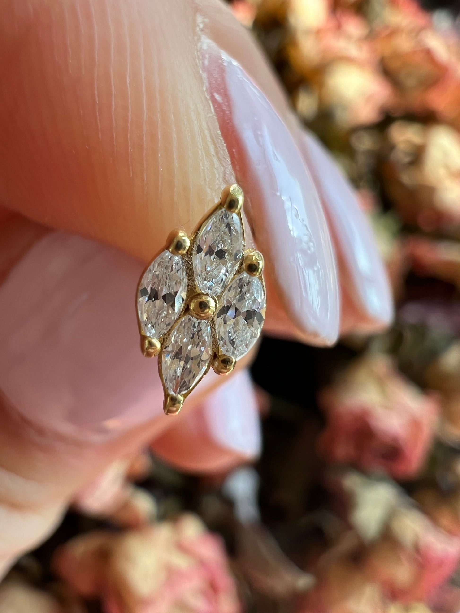 Diamond Studs Earrings / 14k Gold Marquise Diamond Stud Earrings/ Dainty Marquise Studs / Diamond Anniversary Gift / Birthday Gift