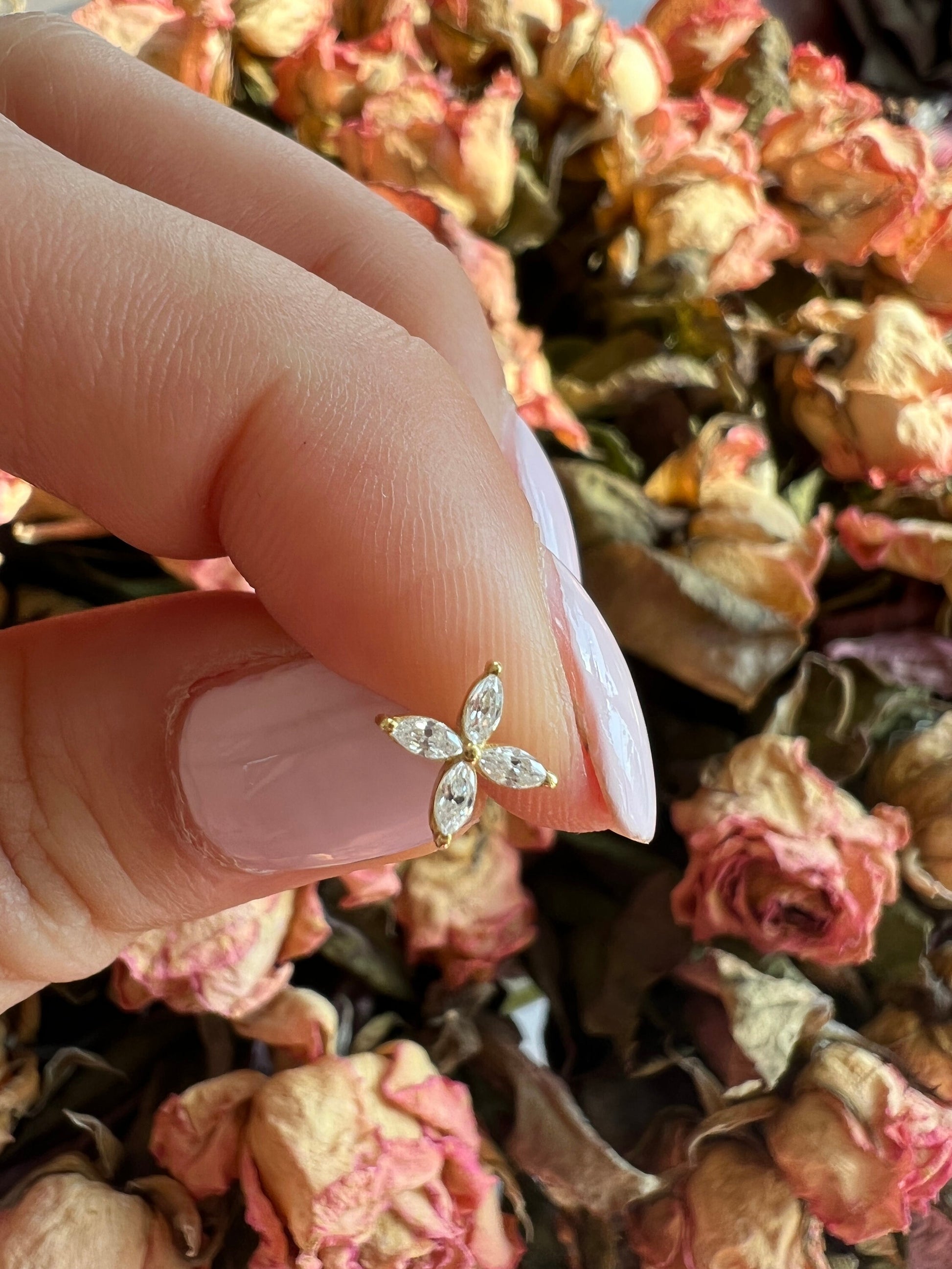 Diamond Studs Earrings / 14k Gold Marquise Diamond Stud Earrings/ Diamond Bar Studs / Diamond Anniversary Gift / Birthday Gift