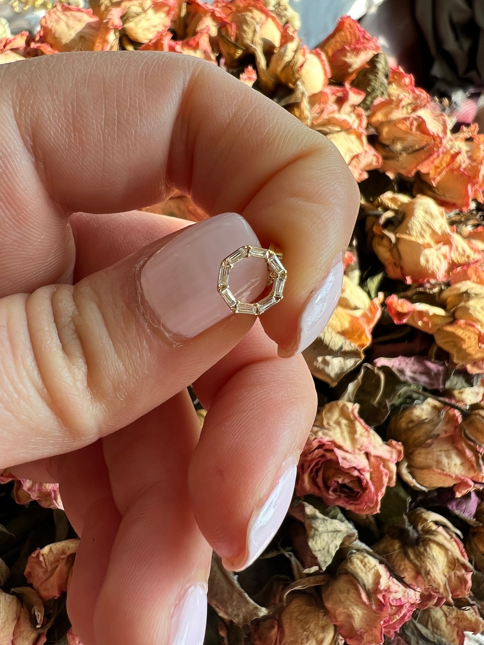 Baguette Diamond Circle Studs