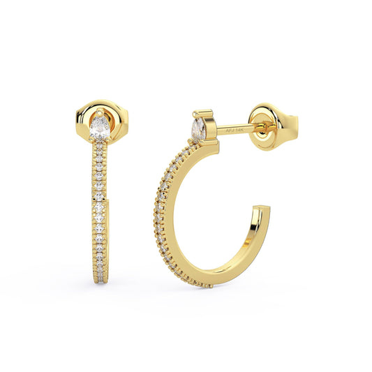 Diamond Hoop Earrings / 14k Gold Diamond Hoops / Diamond Huggie Earrings