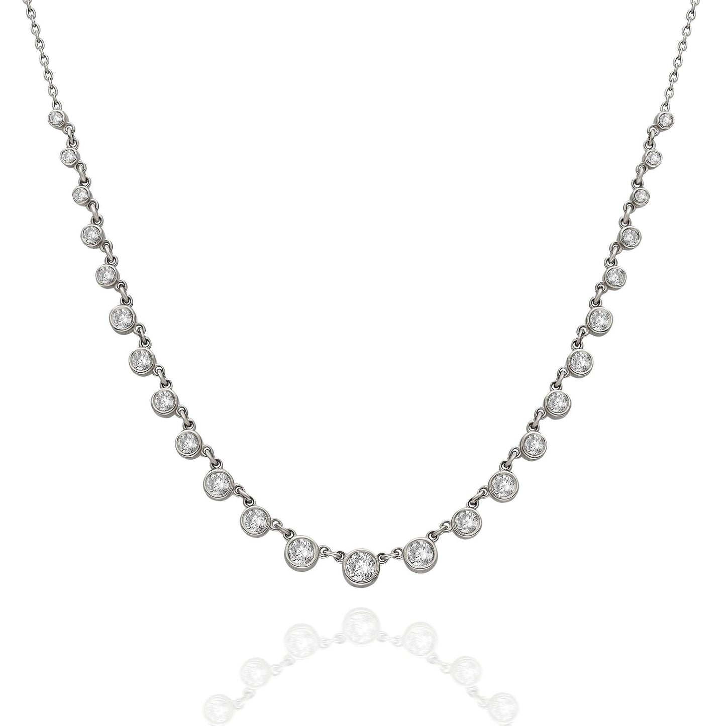 Graduated Diamond By the Yard Necklace / 14k Gold Diamond Station Necklace / Diamond Station Necklace / Graduation Gift / Anniversary Gift