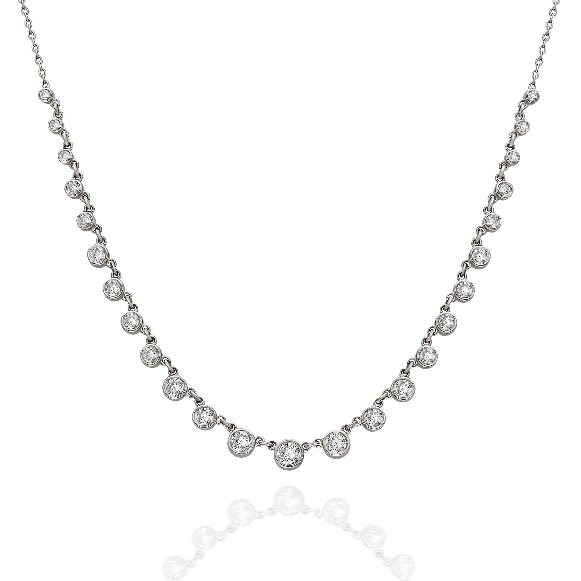 Graduated Diamond By the Yard Necklace / 14k Gold Diamond Station Necklace / Diamond Station Necklace / Graduation Gift / Anniversary Gift