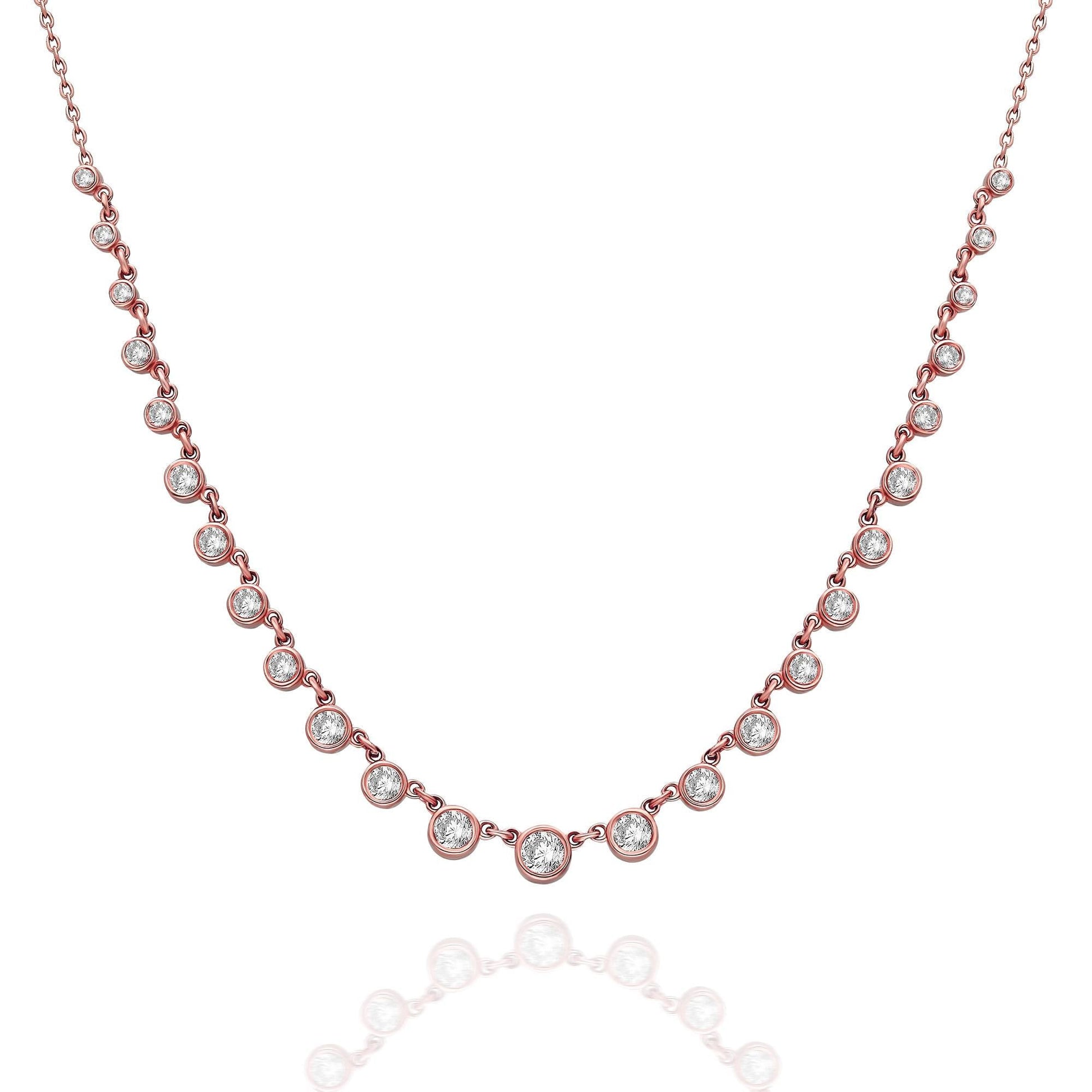 Graduated Diamond By the Yard Necklace / 14k Gold Diamond Station Necklace / Diamond Station Necklace / Graduation Gift / Anniversary Gift