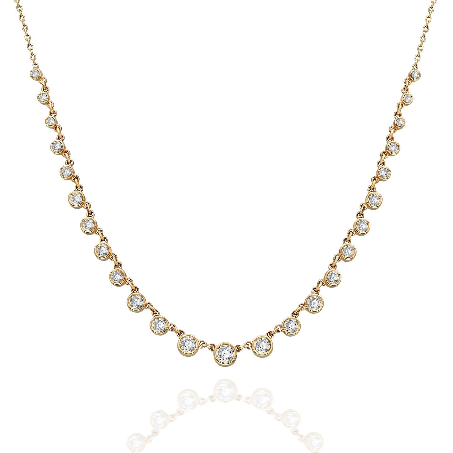 Graduated Diamond By the Yard Necklace / 14k Gold Diamond Station Necklace / Diamond Station Necklace / Graduation Gift / Anniversary Gift