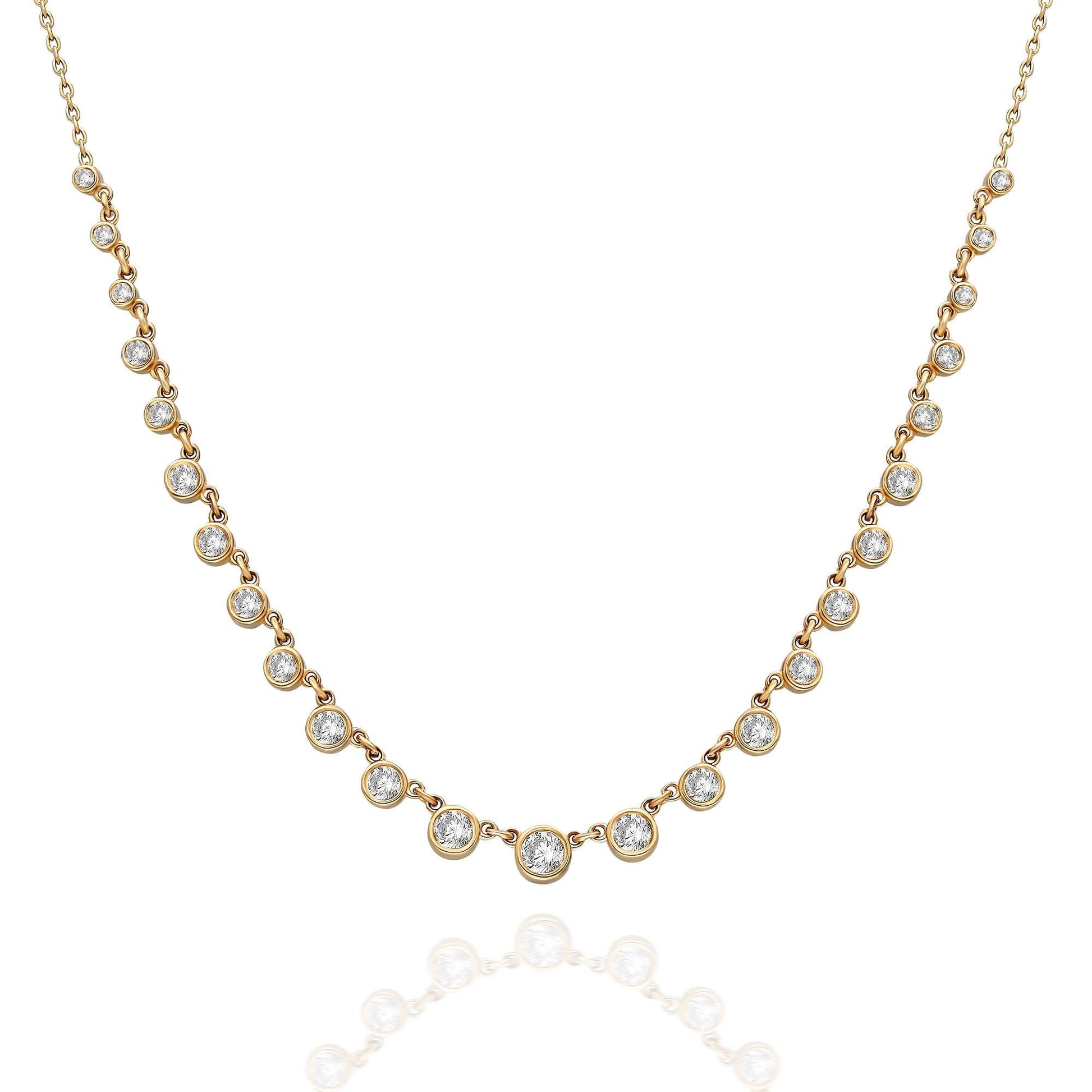 Graduated Diamond By the Yard Necklace / 14k Gold Diamond Station Necklace / Diamond Station Necklace / Graduation Gift / Anniversary Gift