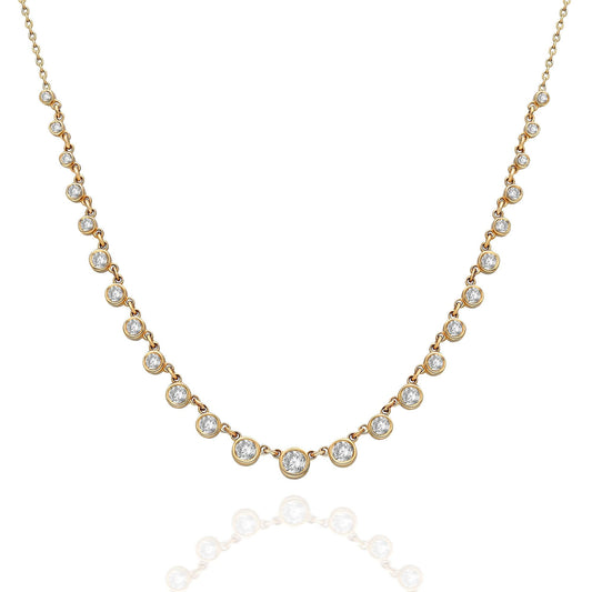 Graduated Diamond By the Yard Necklace / 14k Gold Diamond Station Necklace / Diamond Station Necklace / Graduation Gift / Anniversary Gift
