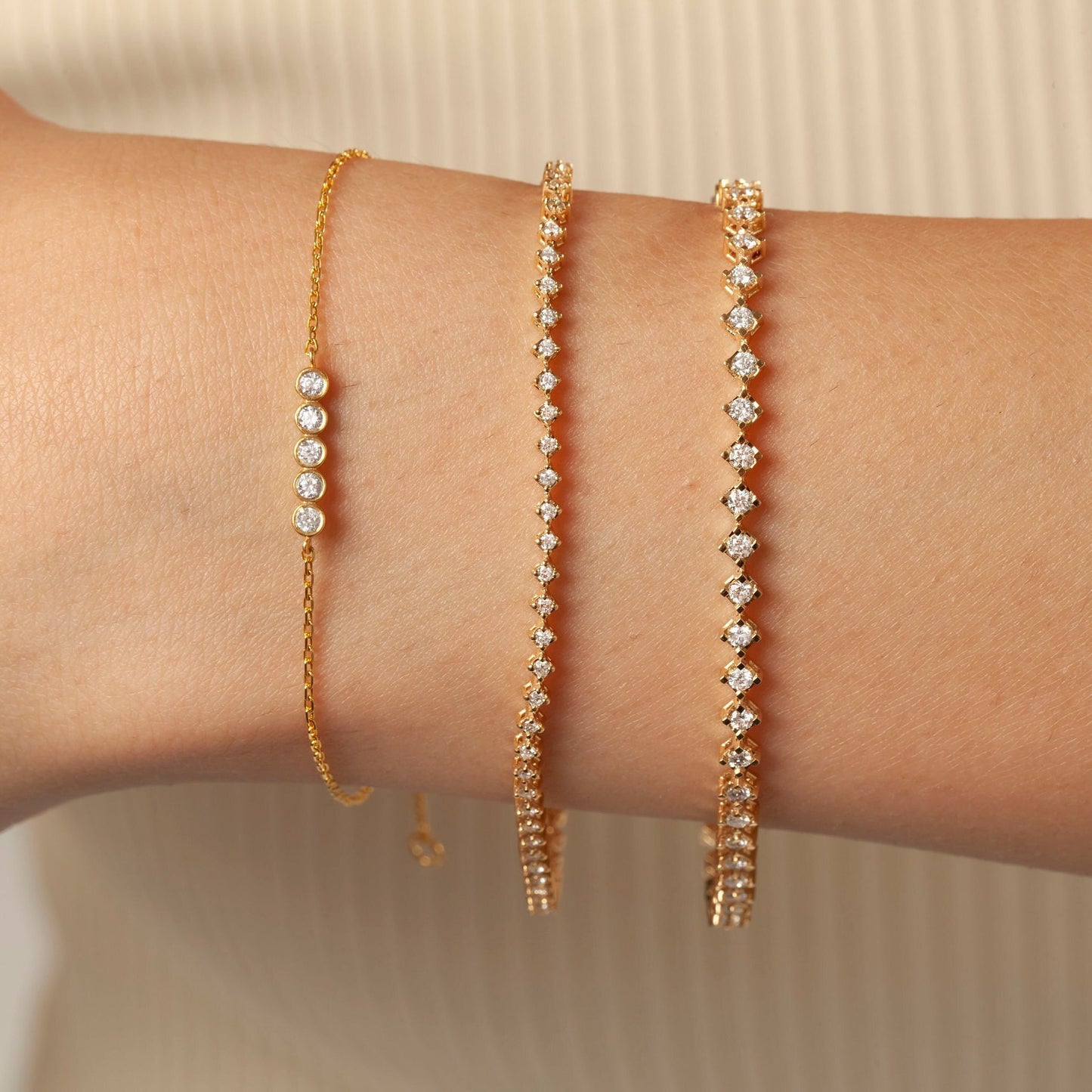 14k Gold and Diamond Tennis Bracelet / 14k Classic Diamond Bracelet / Birthday Gift / Anniversary Gift