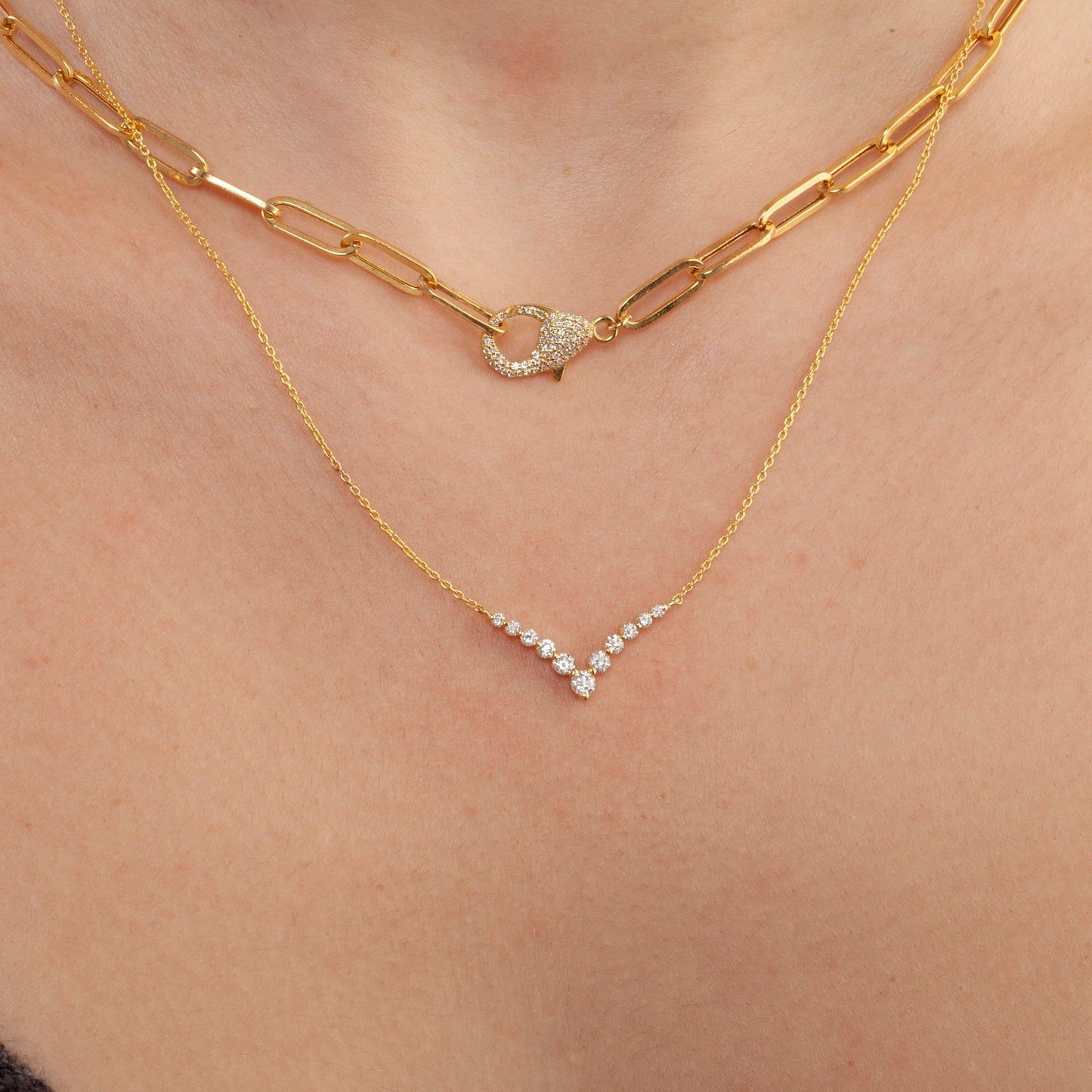 Diamond Curved Chevron Necklace