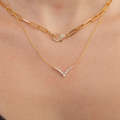 Diamond Curved Chevron Necklace