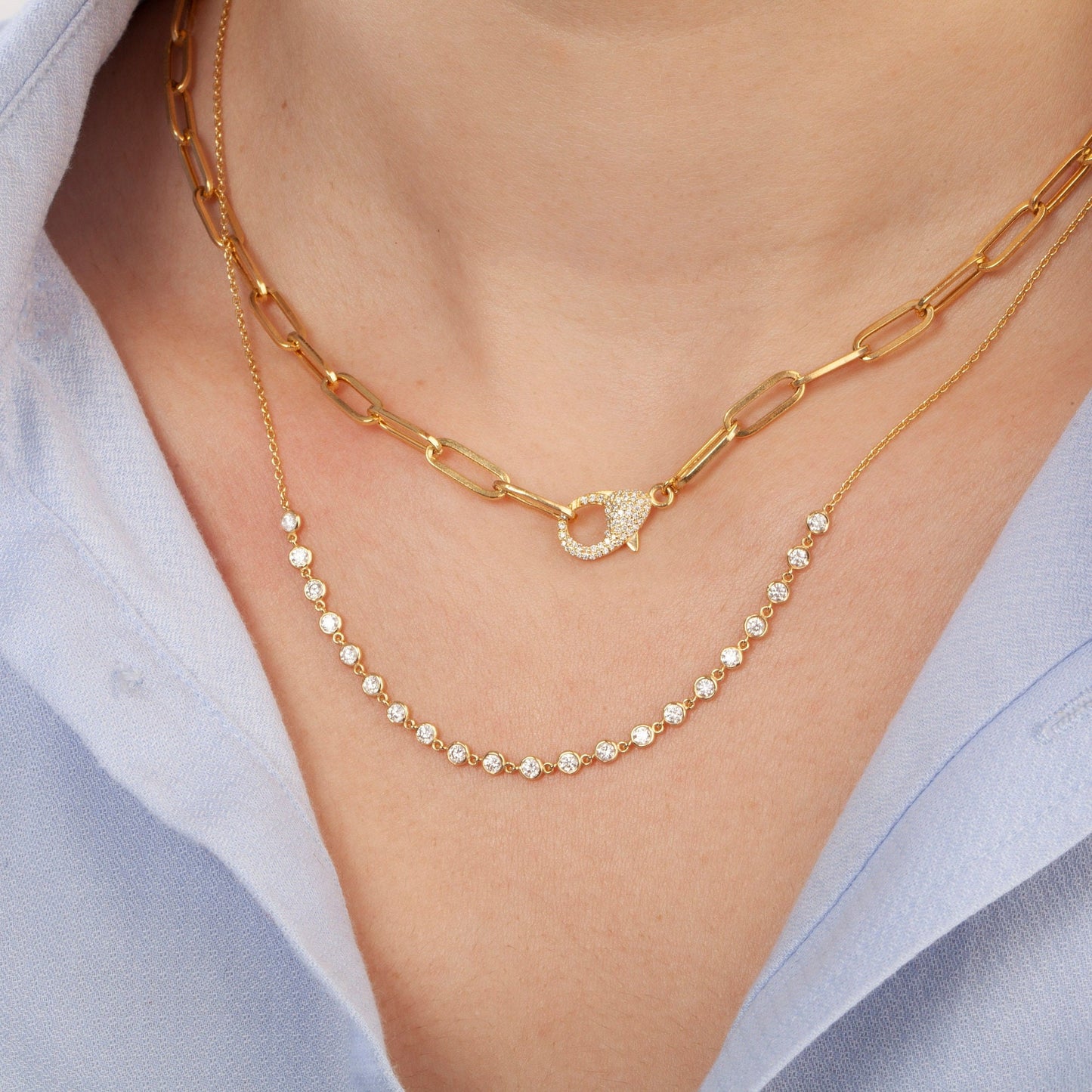 Diamond By the Yard Necklace / 14k Gold Diamond Station Necklace / Diamond Station Necklace / Graduation Gift / Anniversary Gift