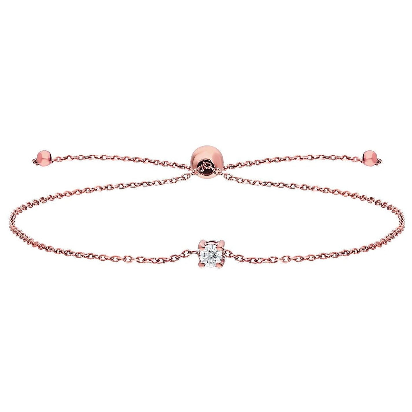 Solitaire Diamond Bolo Bracelet / 14k Gold and Solitaire Diamond Bolo Bracelet / Adjustable Diamond Bracelet / Solitaire Bracelet