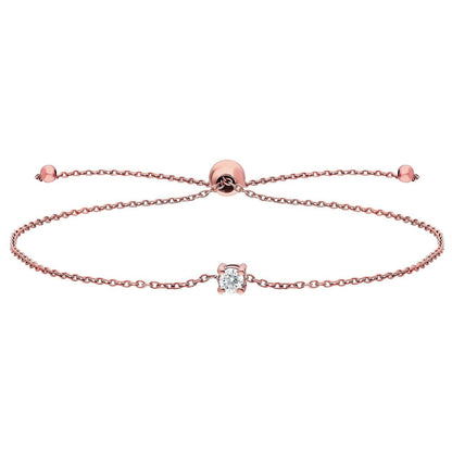 Solitaire Diamond Bolo Bracelet / 14k Gold and Solitaire Diamond Bolo Bracelet / Adjustable Diamond Bracelet / Solitaire Bracelet