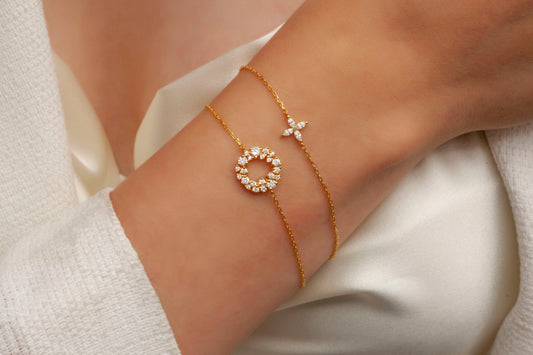Diamond Flower Bracelet / Marquise Diamond Bloom Bracelet / Dainty diamond bracelet / Holiday Gift/ Diamond Gift Idea