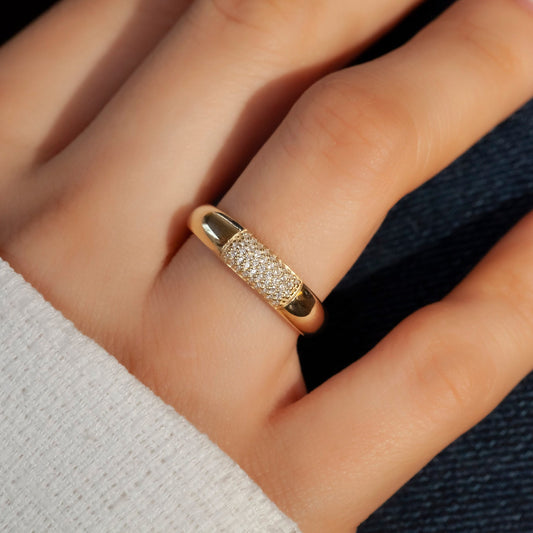 Diamond Wedding Band / 14k Gold Pave Set Halfway Diamond Wedding Ring / Graduation Gift / Wedding Ring / Engagement Ring / Anniversary Gift