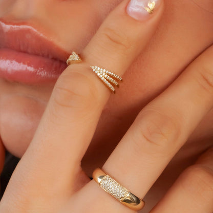 Diamond Wedding Band / 14k Gold Pave Set Halfway Diamond Wedding Ring / Graduation Gift / Wedding Ring / Engagement Ring / Anniversary Gift
