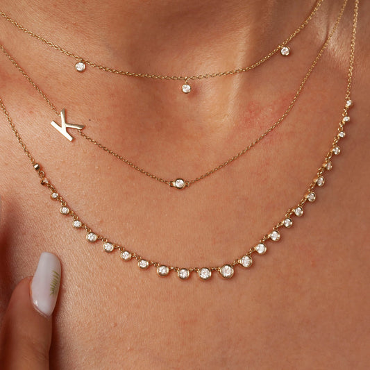 Graduated Diamond By the Yard Necklace / 14k Gold Diamond Station Necklace / Diamond Station Necklace / Graduation Gift / Anniversary Gift