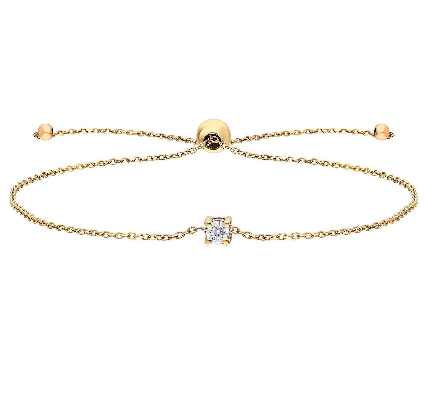Solitaire Diamond Bolo Bracelet / 14k Gold and Solitaire Diamond Bolo Bracelet / Adjustable Diamond Bracelet / Solitaire Bracelet