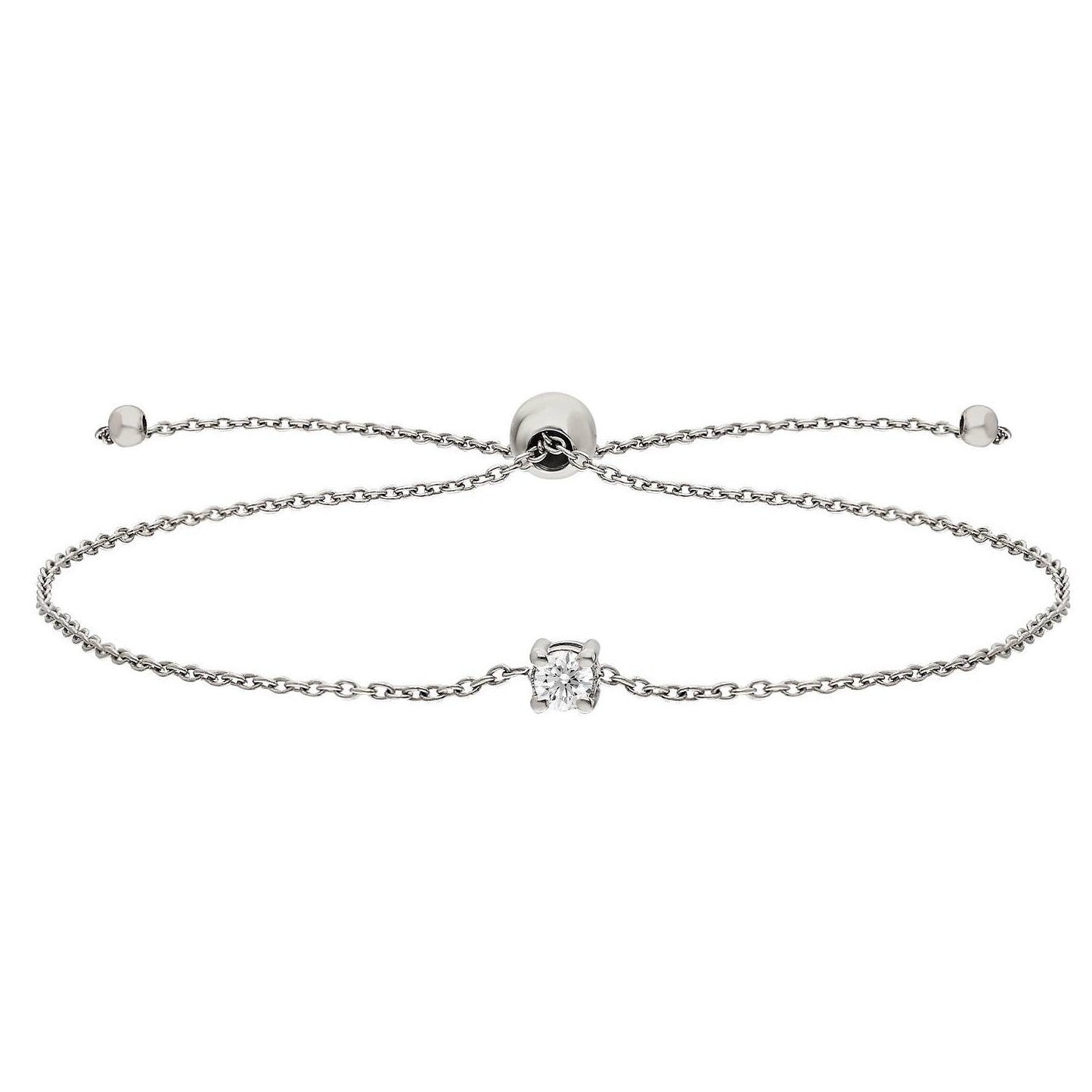 Solitaire Diamond Bolo Bracelet / 14k Gold and Solitaire Diamond Bolo Bracelet / Adjustable Diamond Bracelet / Solitaire Bracelet