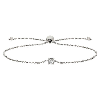 Solitaire Diamond Bolo Bracelet / 14k Gold and Solitaire Diamond Bolo Bracelet / Adjustable Diamond Bracelet / Solitaire Bracelet