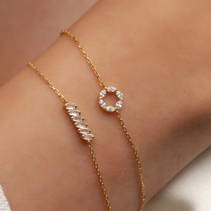 Diamond Circle Bracelet / Marquise Diamond Circle Bracelet / Dainty Diamond Bracelet / Graduation Gift / Anniversary Gift