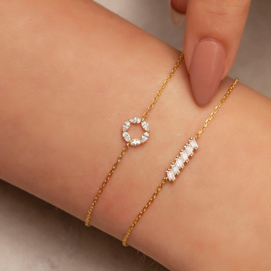 Diamond Circle Bracelet / Marquise Diamond Circle Bracelet / Dainty Diamond Bracelet / Graduation Gift / Anniversary Gift