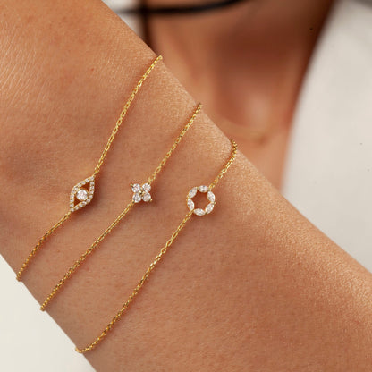 Diamond Circle Bracelet / Marquise Diamond Circle Bracelet / Dainty Diamond Bracelet / Graduation Gift / Anniversary Gift