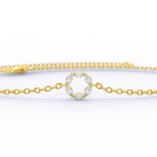 Diamond Circle Bracelet / Marquise Diamond Circle Bracelet / Dainty Diamond Bracelet / Graduation Gift / Anniversary Gift