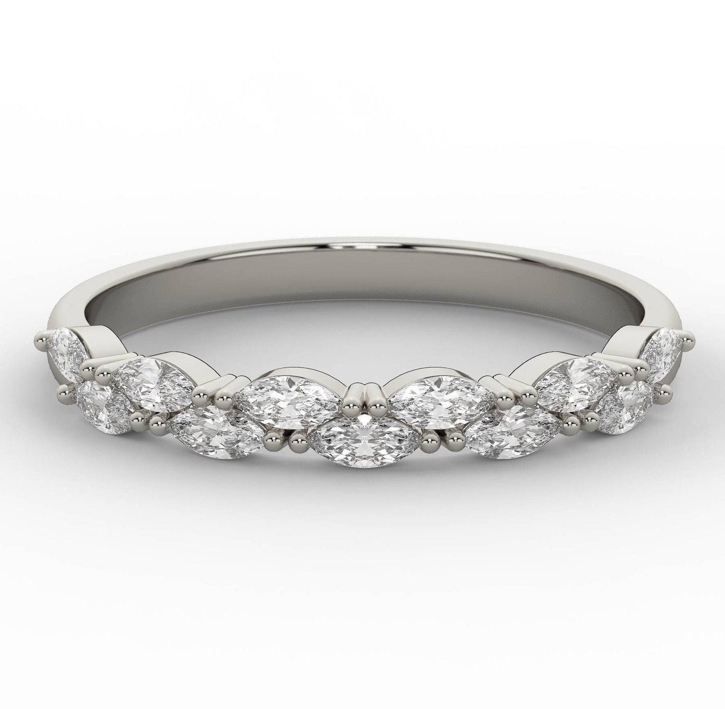 Marquise Diamond Wedding Band / 14k Gold Marquise Diamond Wedding Ring / Stacking Ring / Anniversary Gift / Birthday Gift / Graduation Gift