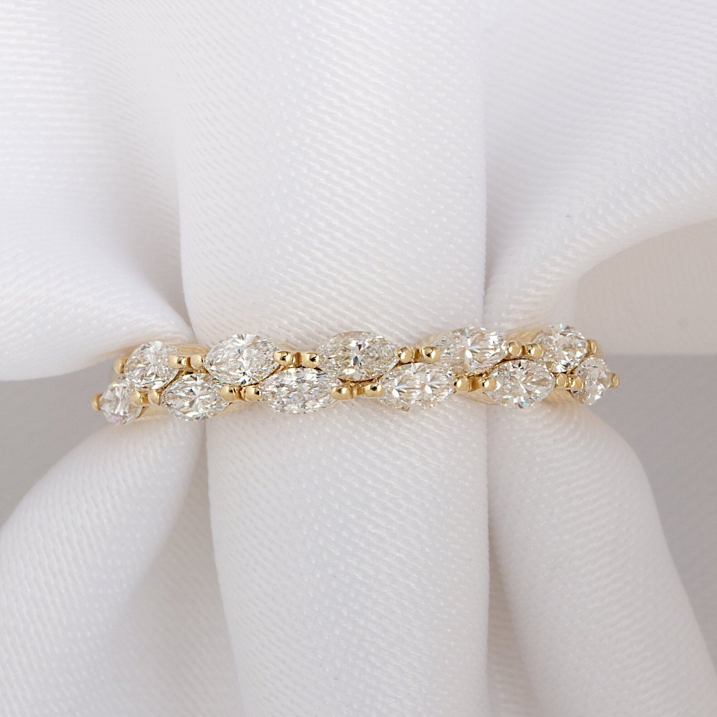 Marquise Diamond Wedding Band / 14k Gold Marquise Diamond Wedding Ring / Stacking Ring / Anniversary Gift / Birthday Gift / Graduation Gift