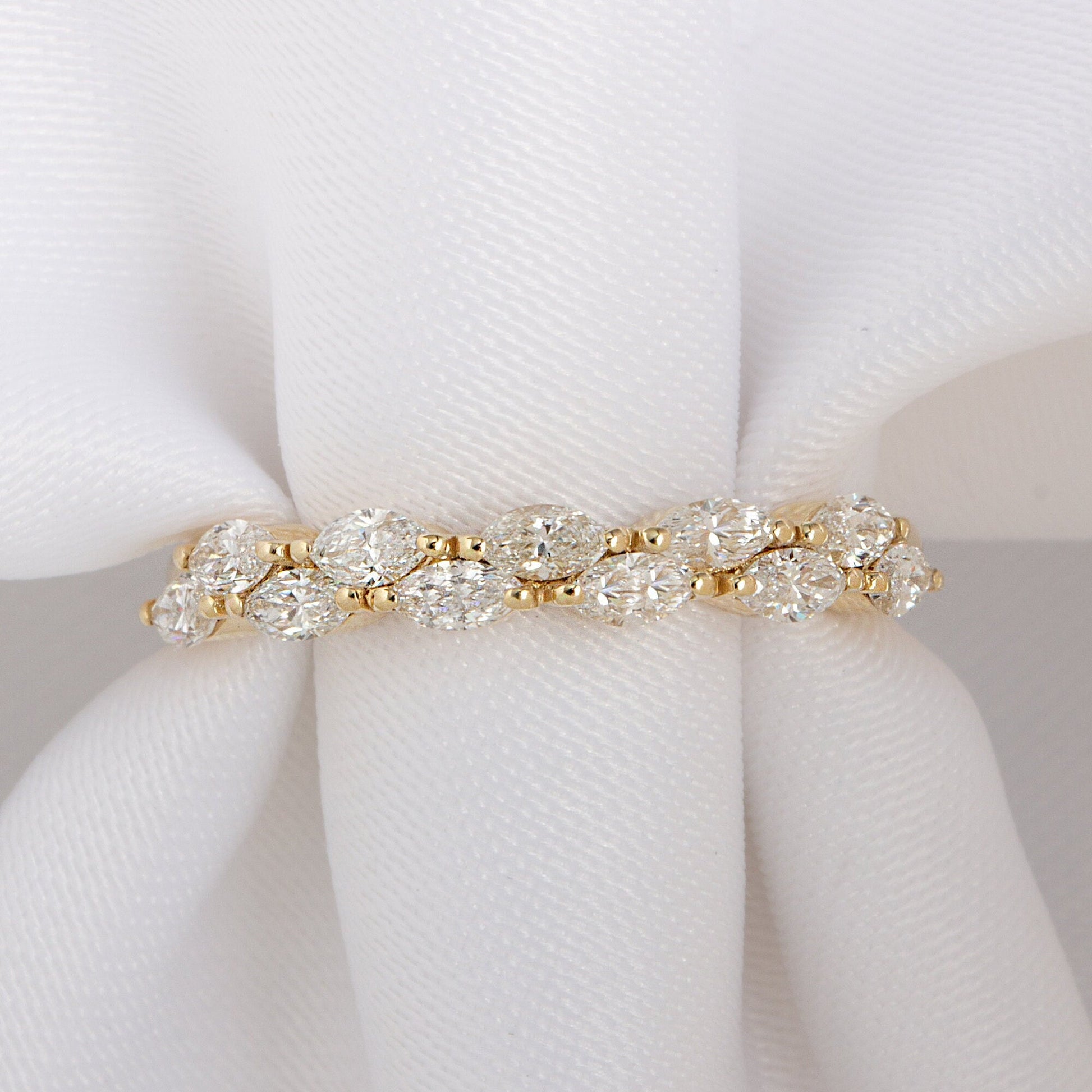 Marquise Diamond Wedding Band / 14k Gold Marquise Diamond Wedding Ring / Stacking Ring / Anniversary Gift / Birthday Gift / Graduation Gift