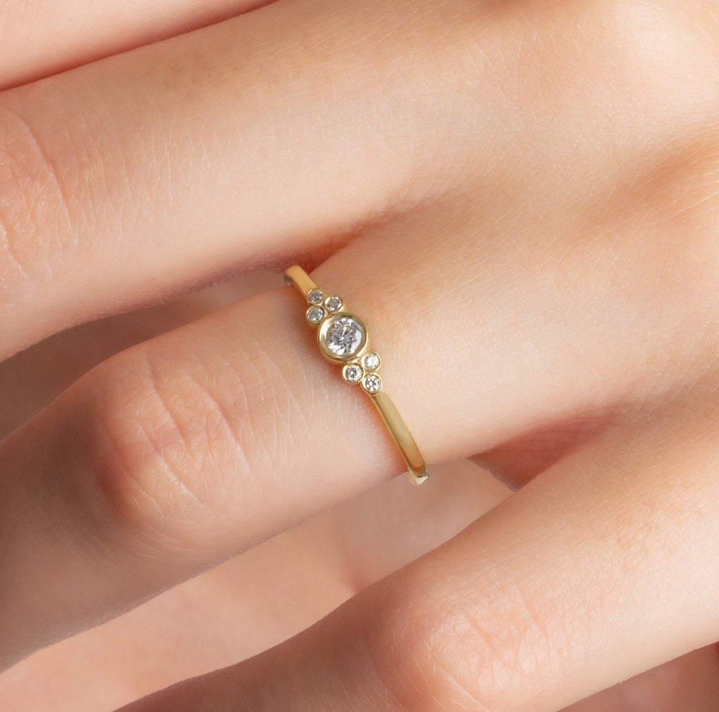 Diamond Bezel Stacking Ring / Diamond Wedding Band / Stackable Ring / Dainty Wedding Ring / Diamond Gift Idea