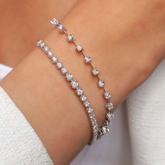 Diamond Spaced out Tennis Bracelet / 14k Classic Diamond Bracelet / Elegant Diamond Bracelet / Birthday Gift / Anniversary Gift