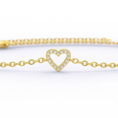 Diamond Heart Bracelet / 14k Single Diamond Heart Bracelet / Dainty Heart Bracelet / Fancy Heart Bracelet / Holiday Gift