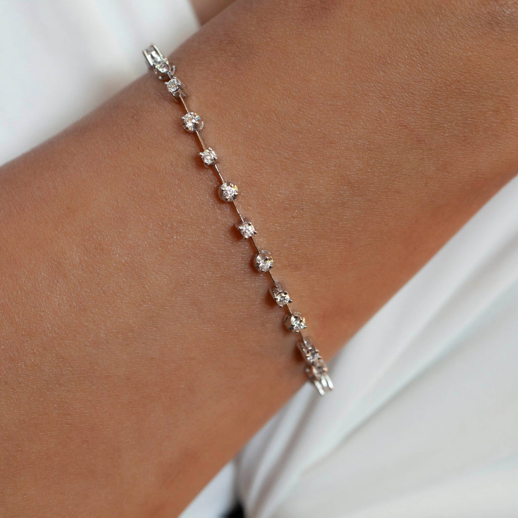 Diamond Spaced out Tennis Bracelet / 14k Classic Diamond Bracelet / Elegant Diamond Bracelet / Birthday Gift / Anniversary Gift