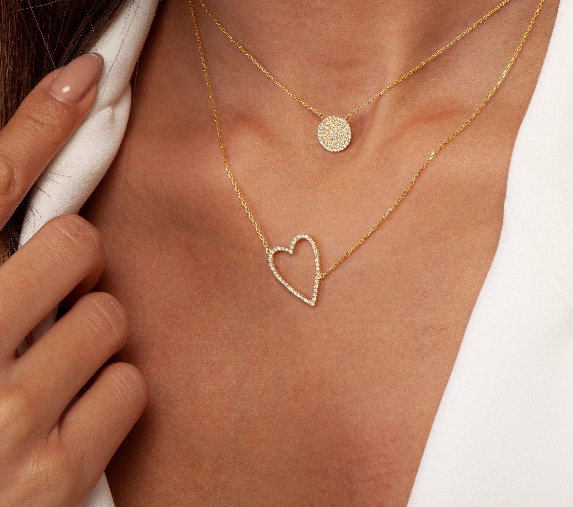 Diamond Heart Necklace / 14k Gold Diamond Heart Necklace / Tilted Heart Necklace / Birthday Gift / Graduation Gift / Anniversary Gift /
