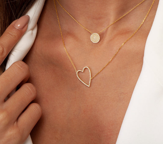 Diamond Heart Necklace / 14k Gold Diamond Heart Necklace / Tilted Heart Necklace / Birthday Gift / Graduation Gift / Anniversary Gift /