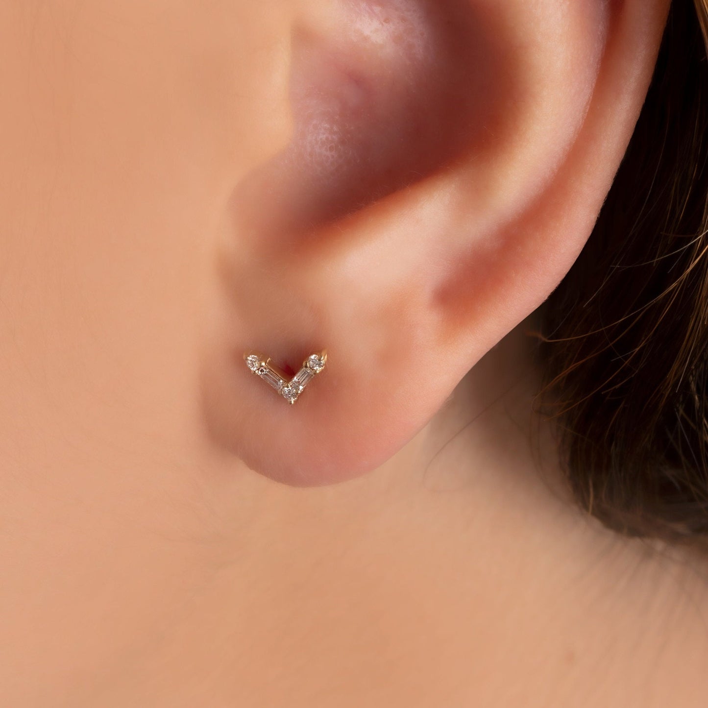 Baguette Diamond V Studs Earrings