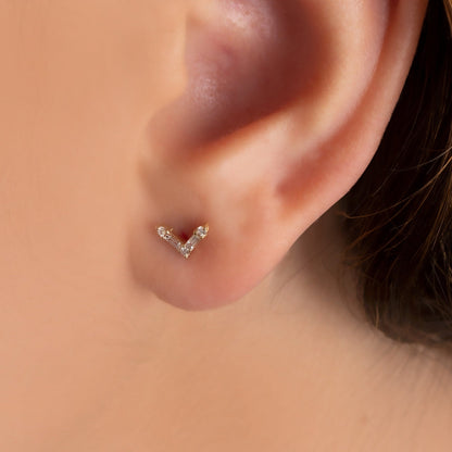 Baguette Diamond V Studs Earrings