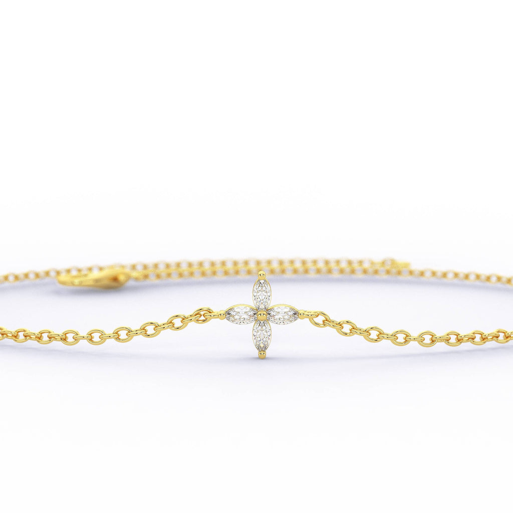 Diamond Flower Bracelet / Marquise Diamond Bloom Bracelet / Dainty diamond bracelet / Holiday Gift/ Diamond Gift Idea