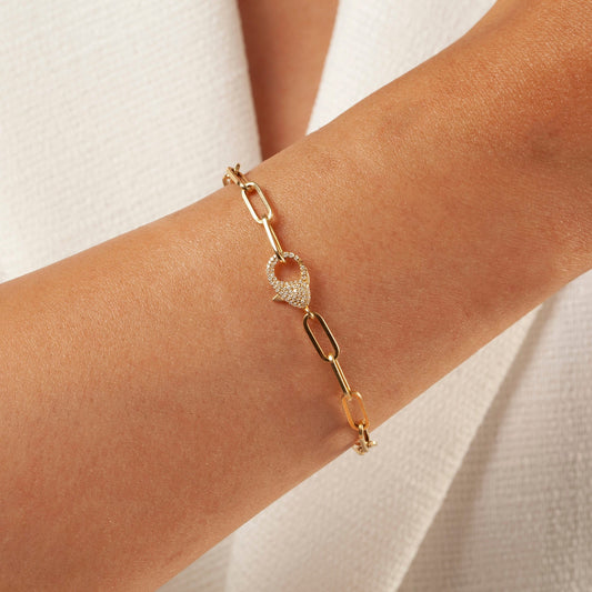 Diamond Paperclip Bracelet / Diamond Lobster Clasp Bracelet / Fancy Diamond Bracelet / Holiday gift
