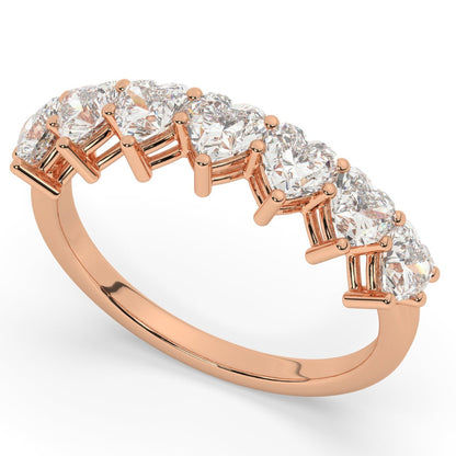 Heart Shape Diamond Wedding Band / 1.5 Gold Heart Diamond Wedding Ring / 7 Diamond Wedding Band / Anniversary Ring
